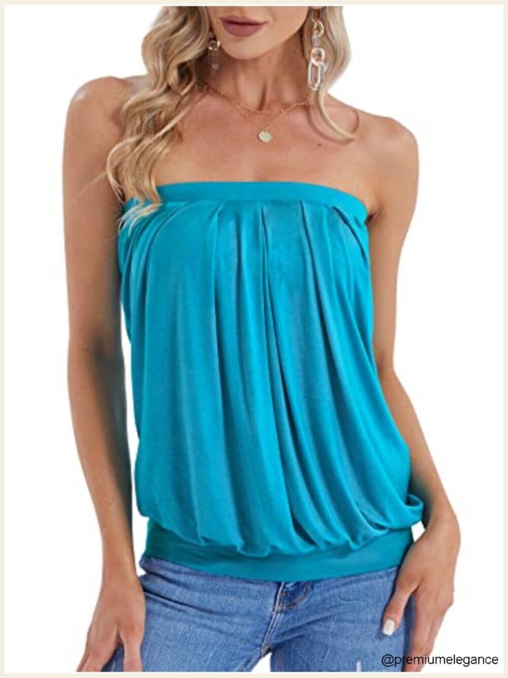Strapless Bandeau Tube Top, Loose Casual Summer Tank Top, Rayon Blend